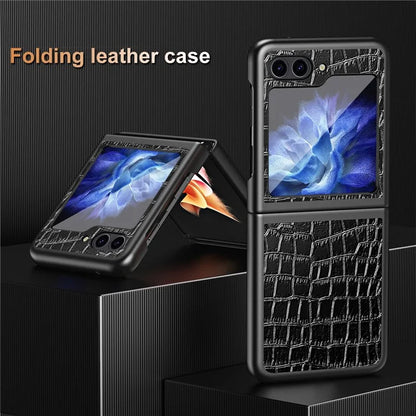 For Samsung Galaxy Z Flip6 5G Case Crocodile Texture Split Leather Phone Cover