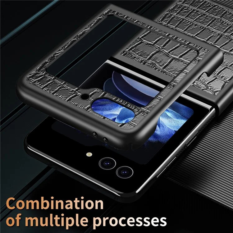 For Samsung Galaxy Z Flip6 5G Case Crocodile Texture Split Leather Phone Cover