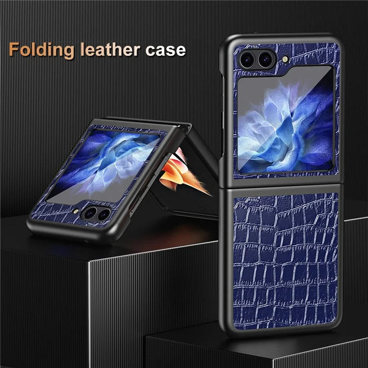 For Samsung Galaxy Z Flip6 5G Case Crocodile Texture Split Leather Phone Cover
