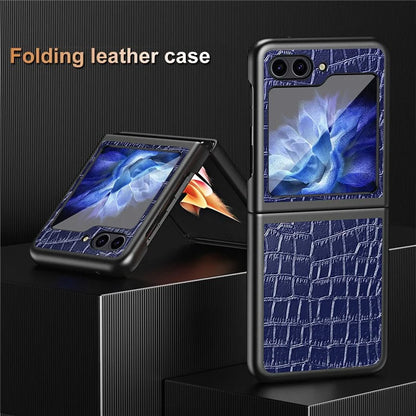 For Samsung Galaxy Z Flip6 5G Case Crocodile Texture Split Leather Phone Cover