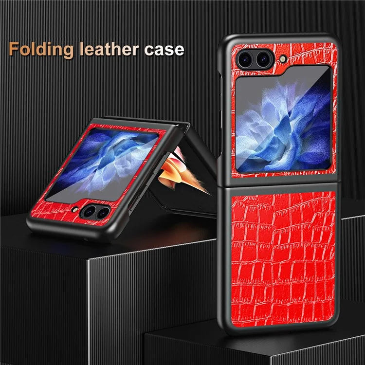 For Samsung Galaxy Z Flip6 5G Case Crocodile Texture Split Leather Phone Cover