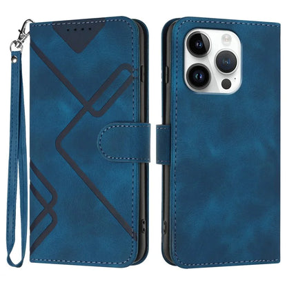 YX0040 For iPhone 16 Pro Leather Case Geometry Pattern Wallet Phone Cover
