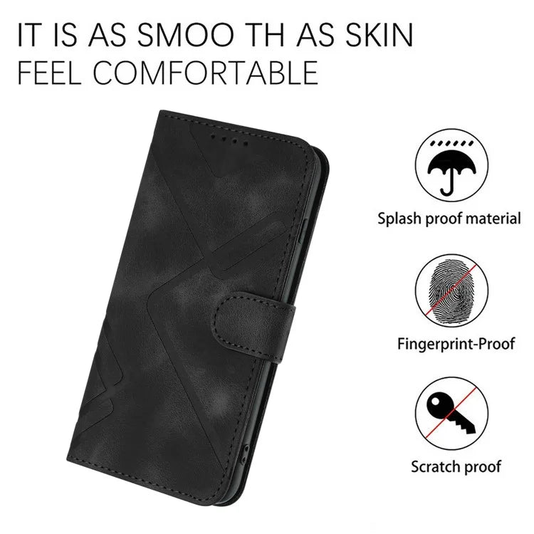 YX0040 For iPhone 16 Pro Leather Case Geometry Pattern Wallet Phone Cover