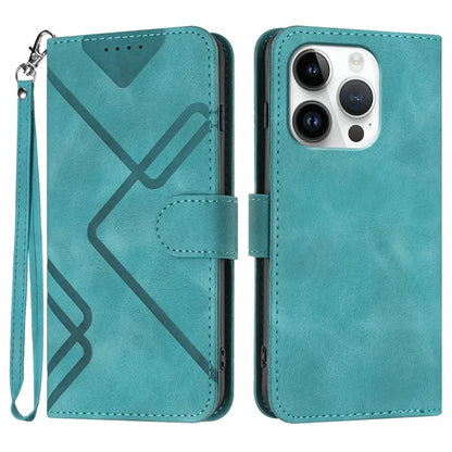 YX0040 For iPhone 16 Pro Leather Case Geometry Pattern Wallet Phone Cover