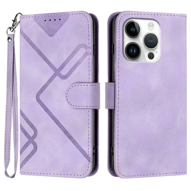 YX0040 For iPhone 16 Pro Leather Case Geometry Pattern Wallet Phone Cover