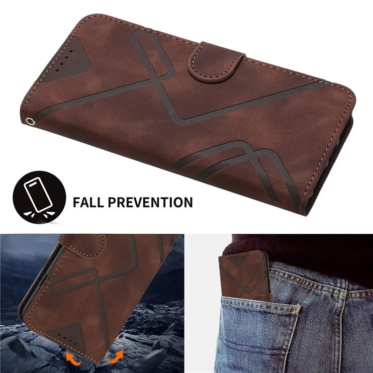 YX0040 For iPhone 16 Pro Leather Case Geometry Pattern Wallet Phone Cover
