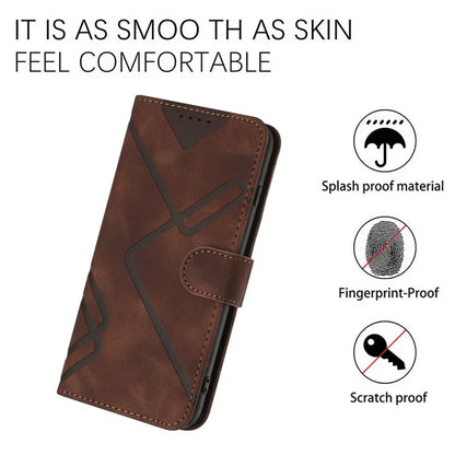YX0040 For iPhone 16 Pro Leather Case Geometry Pattern Wallet Phone Cover