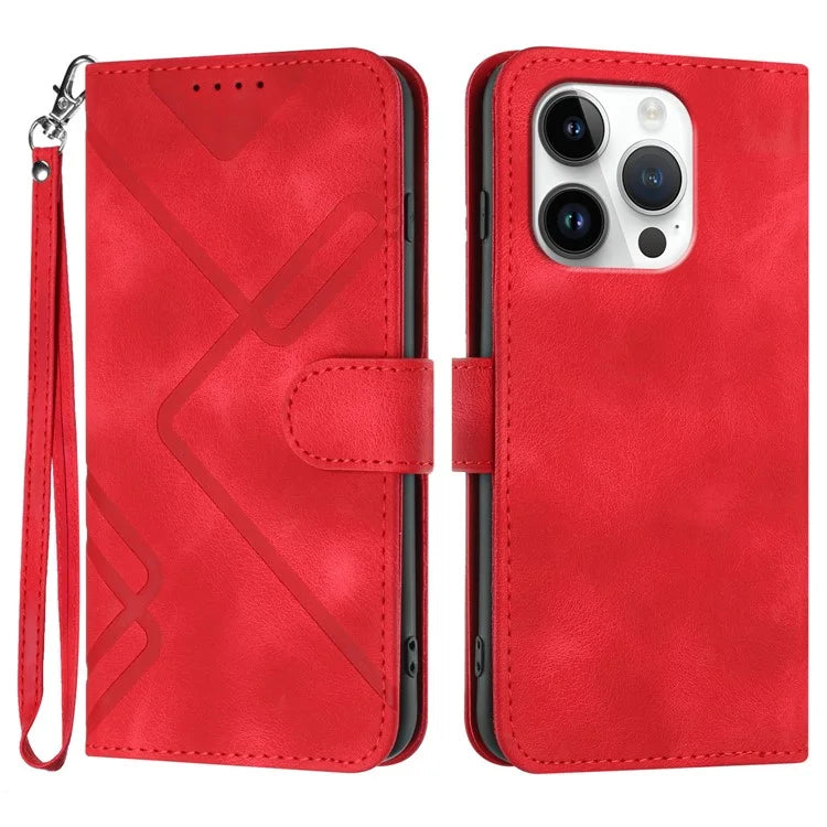 YX0040 For iPhone 16 Pro Leather Case Geometry Pattern Wallet Phone Cover