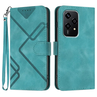 YX0040 For Honor 200 Lite Case with Wrist Strap Geometry Pattern Leather Phone Cover