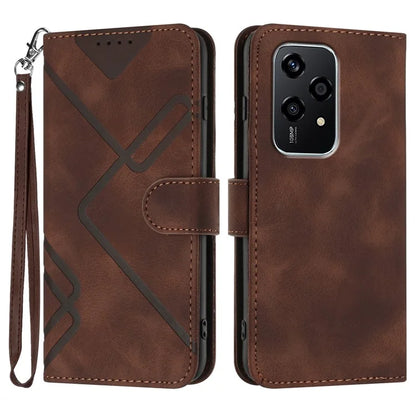 YX0040 For Honor 200 Lite Case with Wrist Strap Geometry Pattern Leather Phone Cover