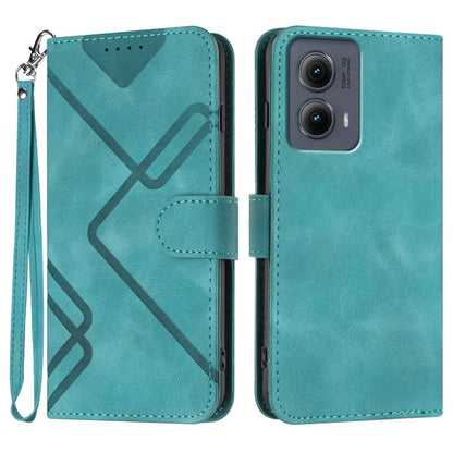 YX0040 For Motorola Edge (2024) 5G Case Geometry Imprinted PU Leather Flip Phone Cover