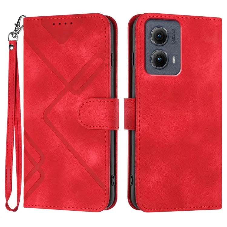 YX0040 For Motorola Edge (2024) 5G Case Geometry Imprinted PU Leather Flip Phone Cover
