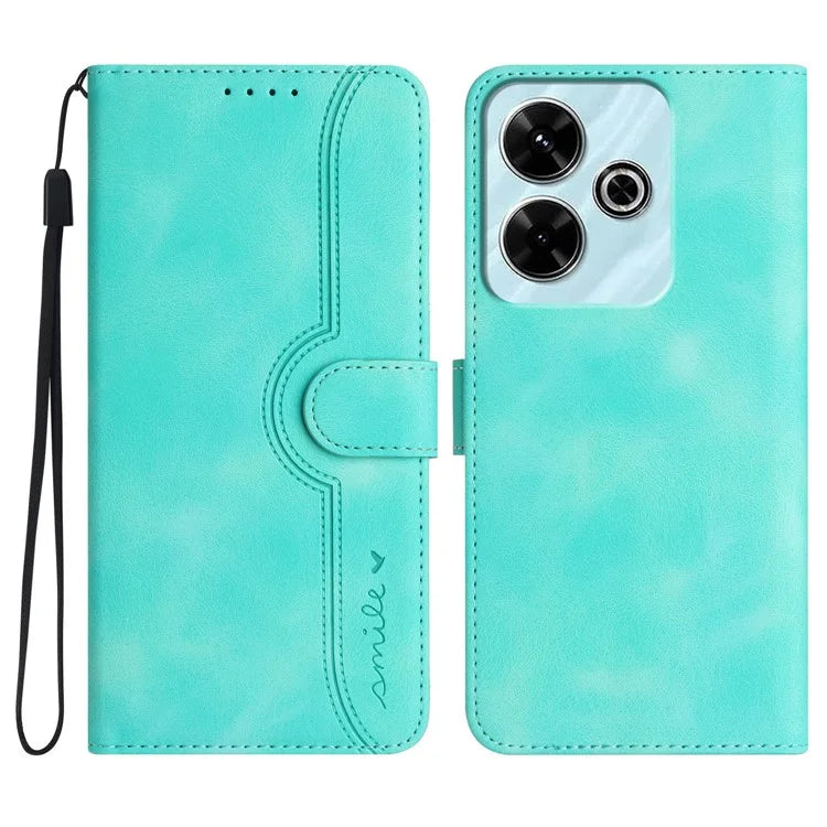 YX0030 For Xiaomi Redmi 13 5G / 13 4G Case Smile Imprinted Wallet PU Leather Flip Cover