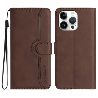 YX0030 For iPhone 16 Pro Max Case PU Leather Wallet Phone Cover Smile Letter