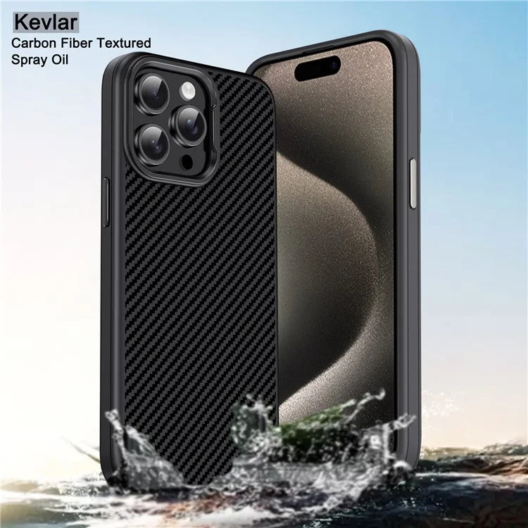 IPAKY For iPhone 15 Pro Max TPU Back Case Carbon Fiber Texture Phone Cover