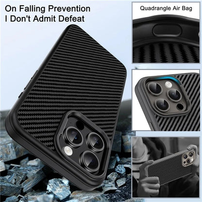 IPAKY For iPhone 14 Pro Case Carbon Fiber Texture TPU Phone Protector