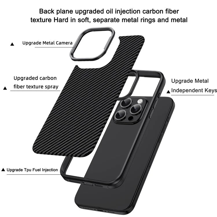 IPAKY For iPhone 14 Pro Case Carbon Fiber Texture TPU Phone Protector