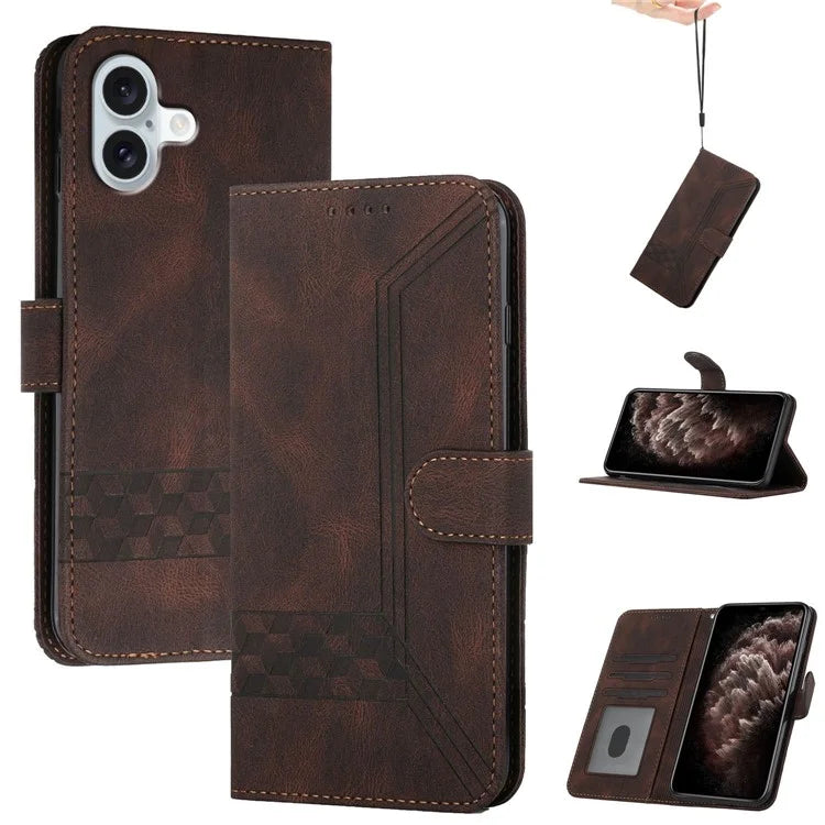 YX0010 Series for iPhone 16 Case PU Leather Wallet Stand Flip Phone Cover