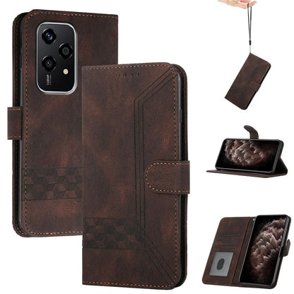 YX0010 Series for Honor 200 Lite Case Leather Phone Cover Rhombus Lines Pattern