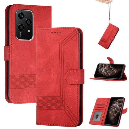 YX0010 Series for Honor 200 Lite Case Leather Phone Cover Rhombus Lines Pattern