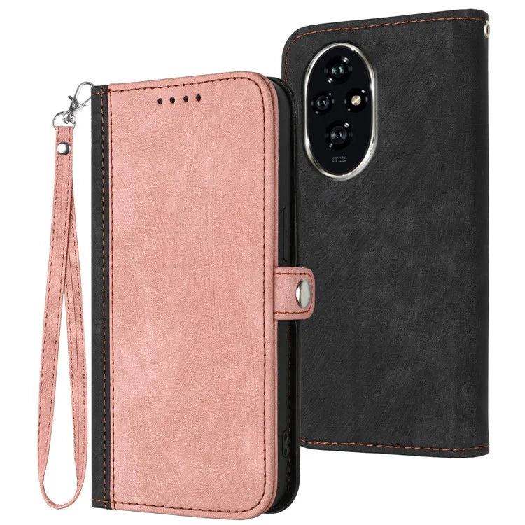 YX0020 For Honor 200 5G Case Shockproof Leather Phone Cover with Hand Strap