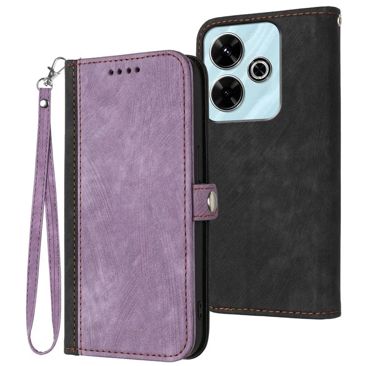 YX0020 For Xiaomi Redmi 13 5G / 13 4G Leather Case Phone Wallet Cover with Wrist Strap