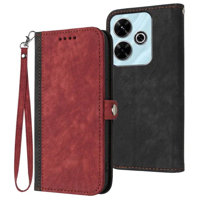 YX0020 For Xiaomi Redmi 13 5G / 13 4G Leather Case Phone Wallet Cover with Wrist Strap