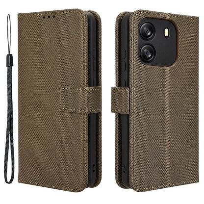 For Blackview Wave 6C Case Diamond Texture Leather Phone Cover with TPU Inner Shell