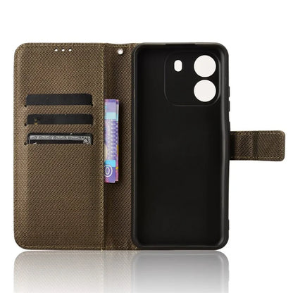 For Blackview Wave 6C Case Diamond Texture Leather Phone Cover with TPU Inner Shell