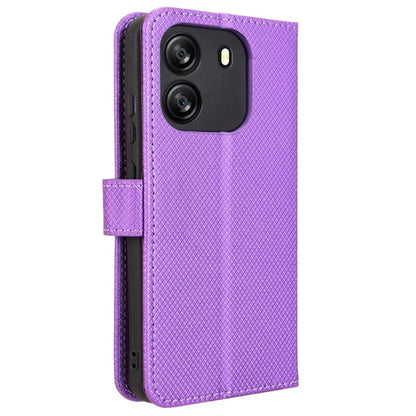 For Blackview Wave 6C Case Diamond Texture Leather Phone Cover with TPU Inner Shell