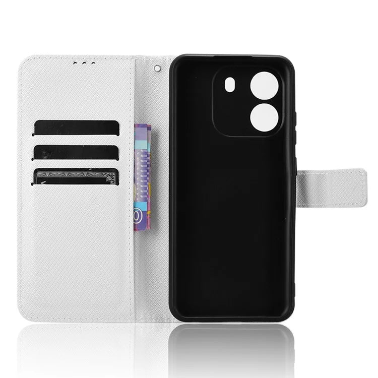 For Blackview Wave 6C Case Diamond Texture Leather Phone Cover with TPU Inner Shell