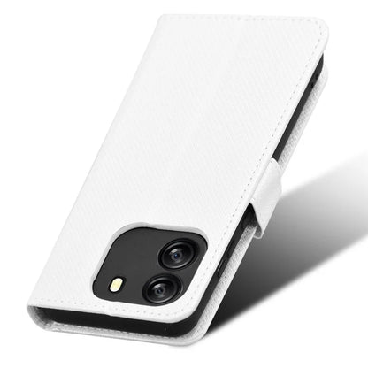 For Blackview Wave 6C Case Diamond Texture Leather Phone Cover with TPU Inner Shell