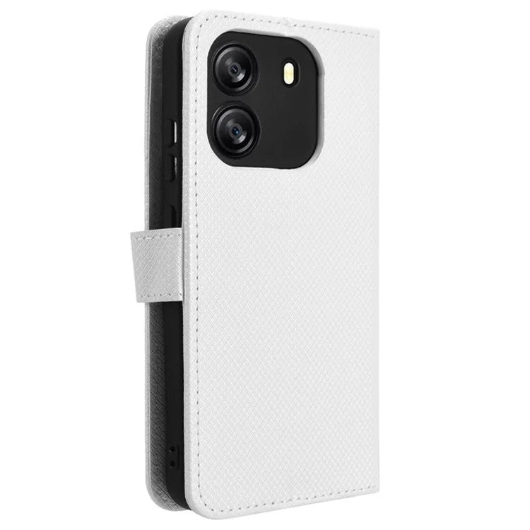 For Blackview Wave 6C Case Diamond Texture Leather Phone Cover with TPU Inner Shell