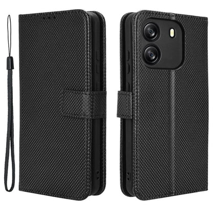 For Blackview Wave 6C Case Diamond Texture Leather Phone Cover with TPU Inner Shell