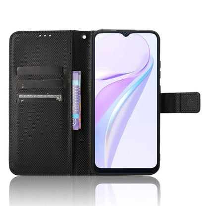 For Blackview Wave 6C Case Diamond Texture Leather Phone Cover with TPU Inner Shell
