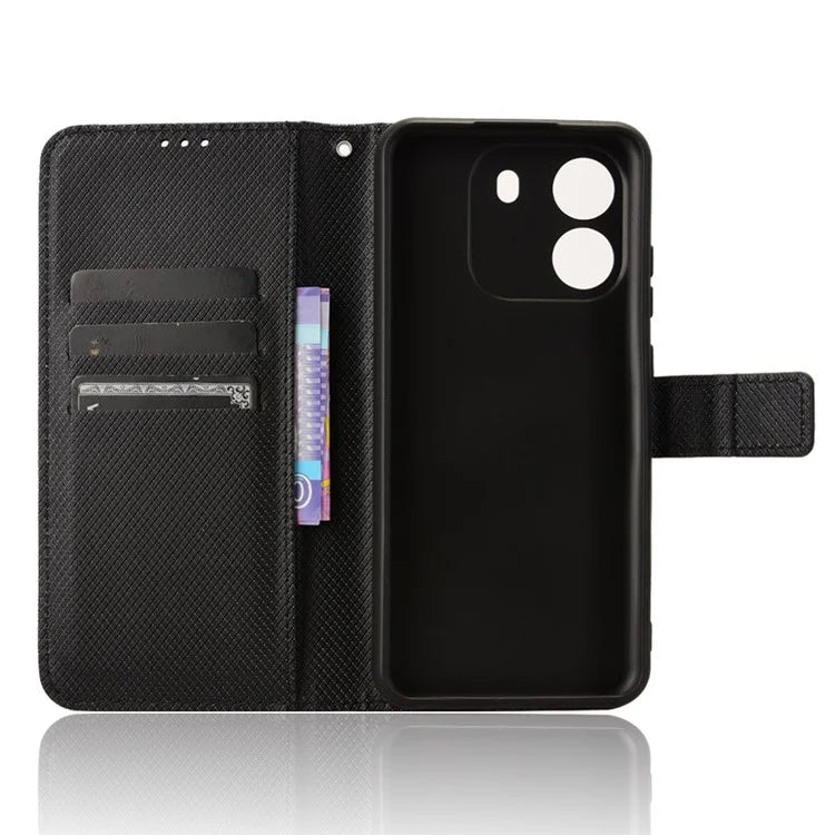 For Blackview Wave 6C Case Diamond Texture Leather Phone Cover with TPU Inner Shell