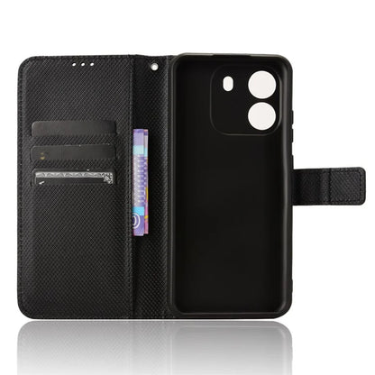 For Blackview Wave 6C Case Diamond Texture Leather Phone Cover with TPU Inner Shell