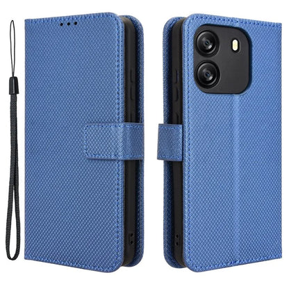 For Blackview Wave 6C Case Diamond Texture Leather Phone Cover with TPU Inner Shell
