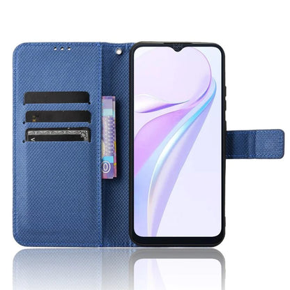 For Blackview Wave 6C Case Diamond Texture Leather Phone Cover with TPU Inner Shell