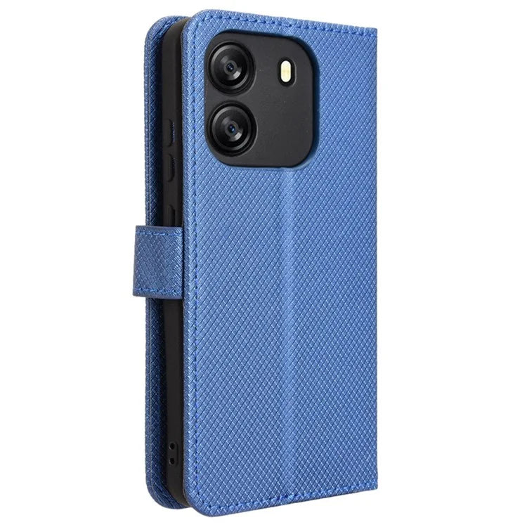 For Blackview Wave 6C Case Diamond Texture Leather Phone Cover with TPU Inner Shell
