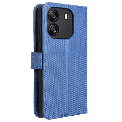 For Blackview Wave 6C Case Diamond Texture Leather Phone Cover with TPU Inner Shell