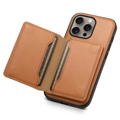 DENIOR D12 For iPhone 16 Pro Case Card Holder TPU+PC Phone Shell Compatible with Magsafe