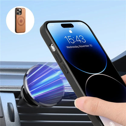 DENIOR D12 For iPhone 16 Pro Case Card Holder TPU+PC Phone Shell Compatible with Magsafe