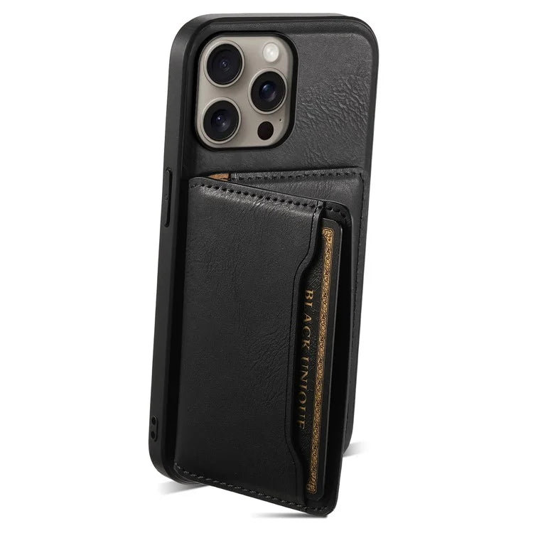 DENIOR D12 For iPhone 16 Pro Case Card Holder TPU+PC Phone Shell Compatible with Magsafe
