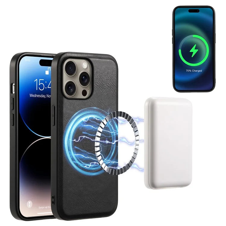 DENIOR D12 For iPhone 16 Pro Case Card Holder TPU+PC Phone Shell Compatible with Magsafe