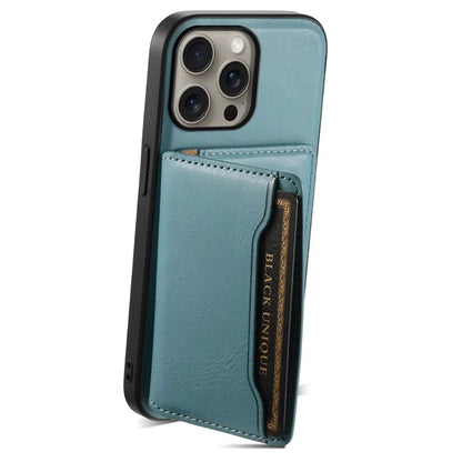 DENIOR D12 For iPhone 16 Pro Case Card Holder TPU+PC Phone Shell Compatible with Magsafe