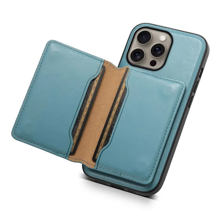 DENIOR D12 For iPhone 16 Pro Case Card Holder TPU+PC Phone Shell Compatible with Magsafe