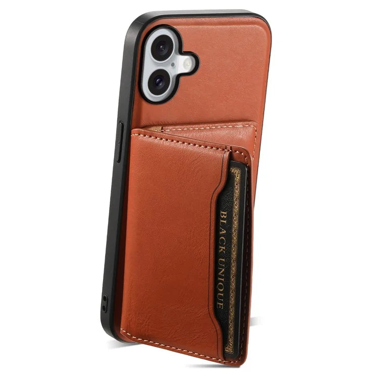DENIOR D12 For iPhone 16 Case Compatible with Magsafe PU+TPU+PC Phone Cover