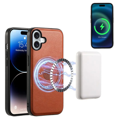 DENIOR D12 For iPhone 16 Case Compatible with Magsafe PU+TPU+PC Phone Cover