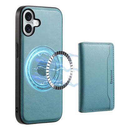 DENIOR D12 For iPhone 16 Case Compatible with Magsafe PU+TPU+PC Phone Cover
